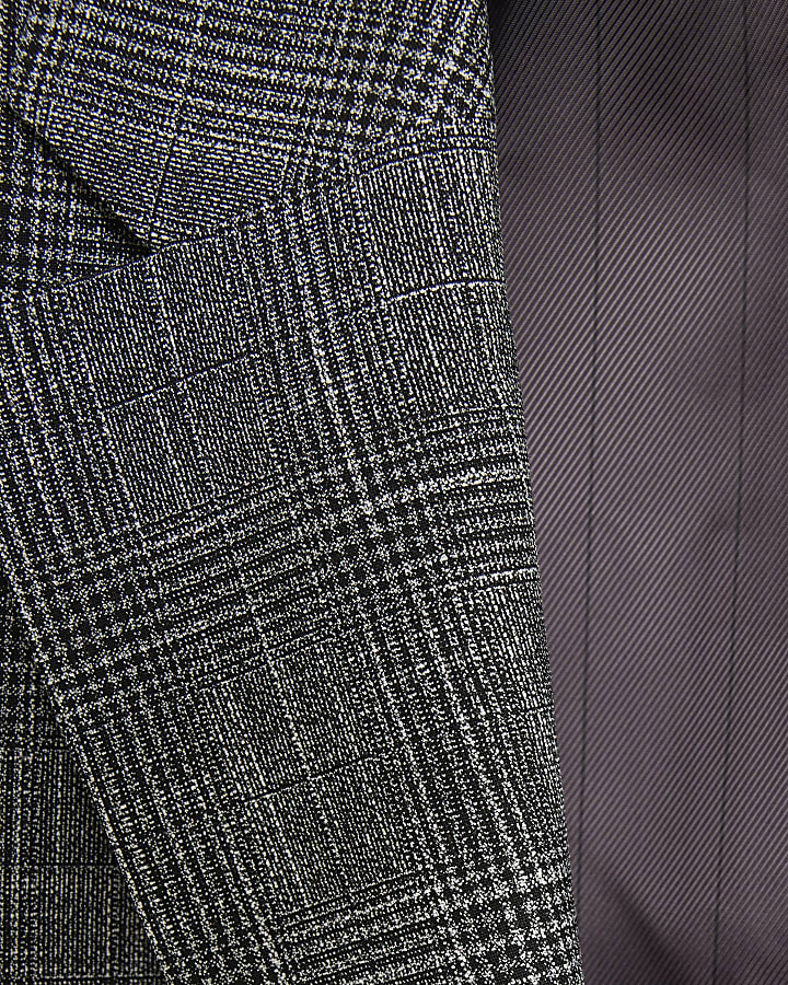 Grey Regular Fit Check Suit Jacket