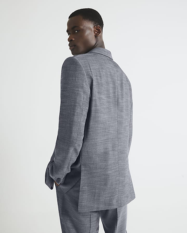 Blue Regular Fit Denim Suit Jacket