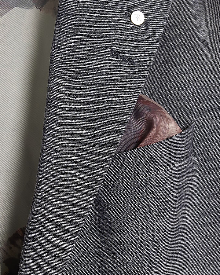 Blue Regular Fit Denim Suit Jacket