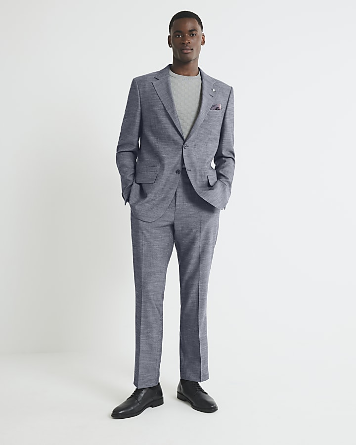 Blue Regular Fit Denim Suit Jacket