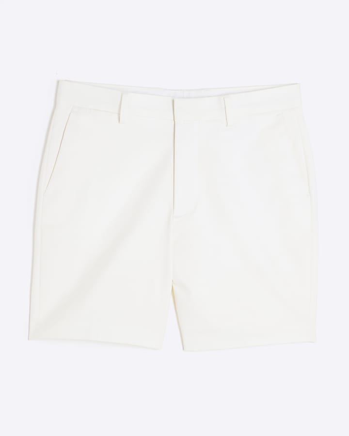 Cream Slim Fit Chino Shorts