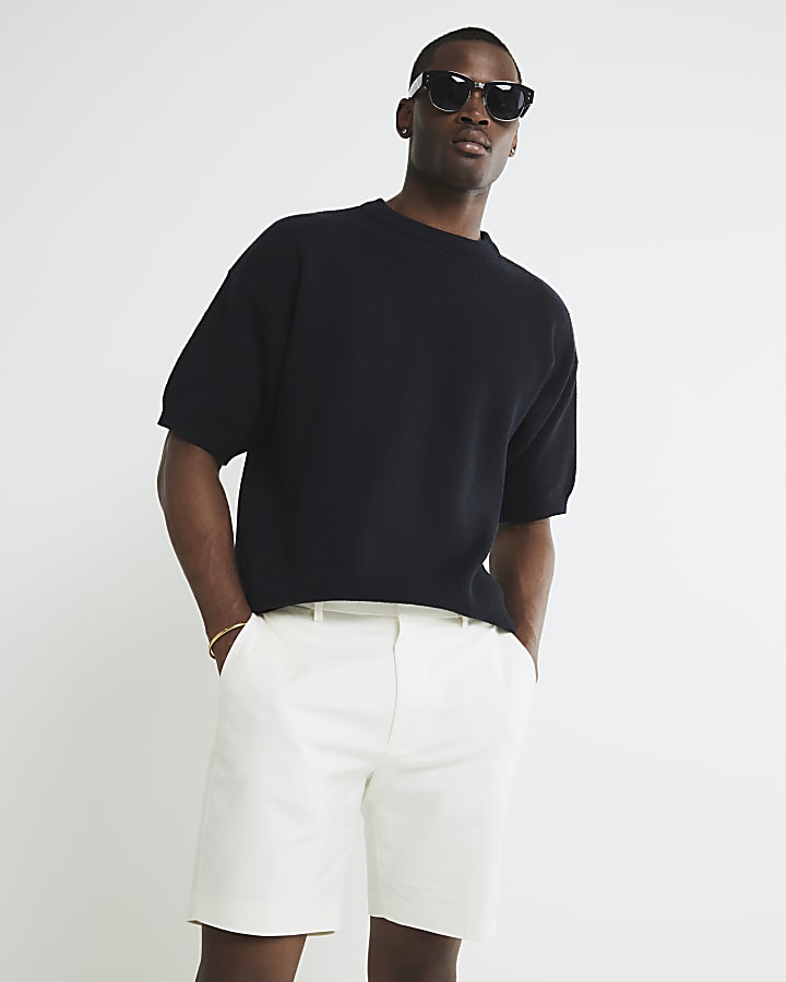 Cream Slim Fit Chino Shorts
