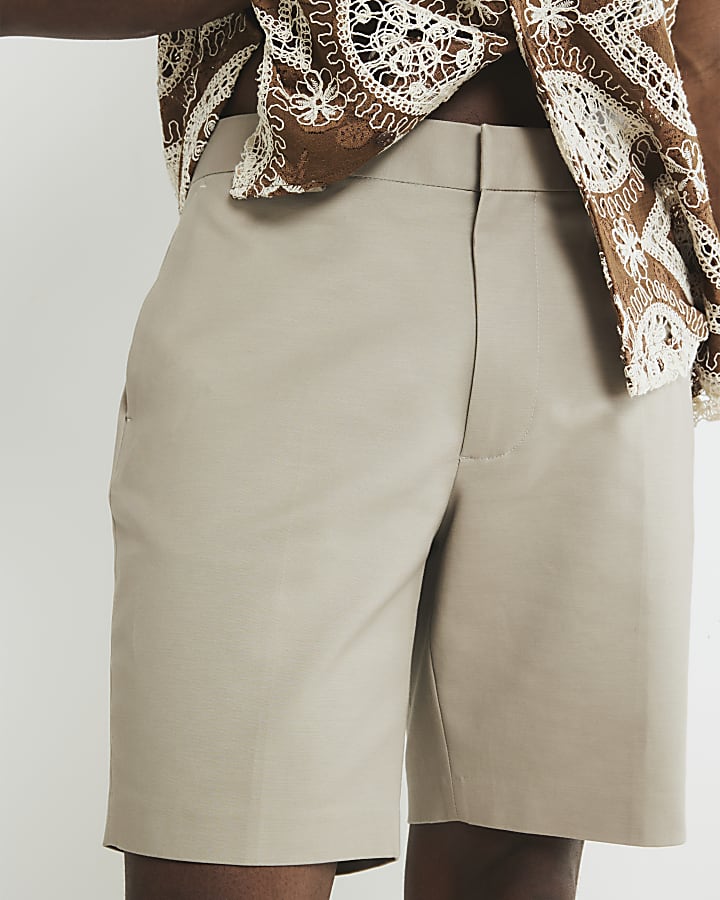 Beige Slim Fit Chino Shorts