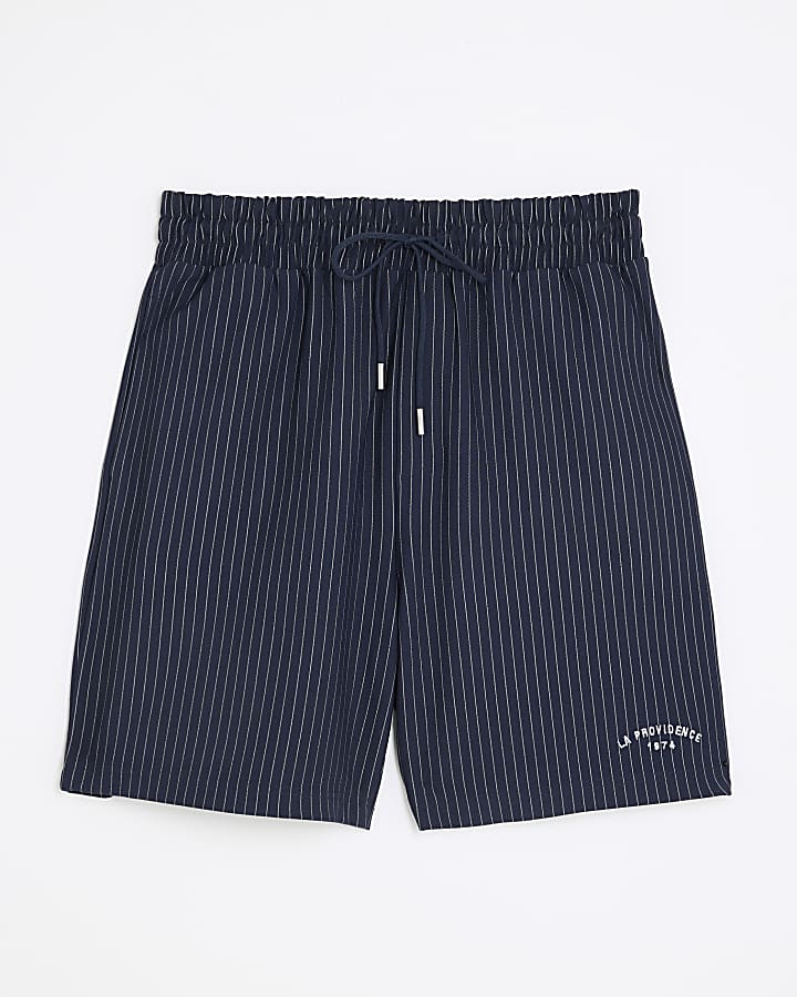 Navy Regular Fit Stripe Shorts