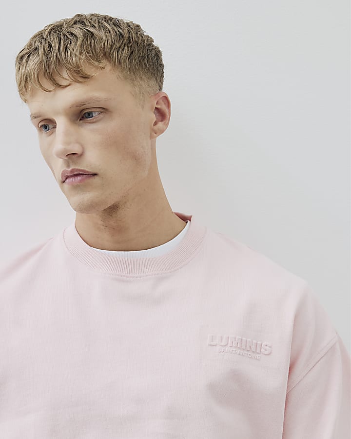 Pink Oversized Fit Luminis Embossed T-Shirt