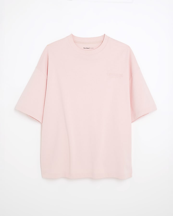 Pink Oversized Fit Luminis Embossed T-Shirt