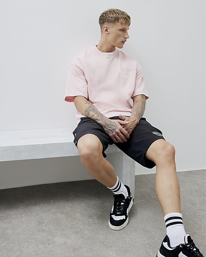 Pink Oversized Fit Luminis Embossed T-Shirt