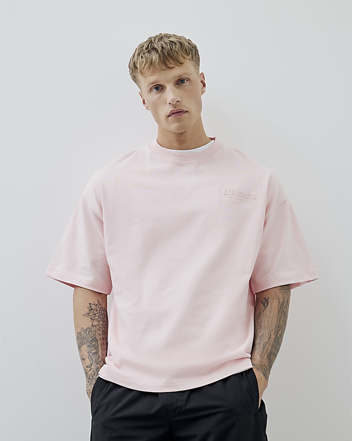 Pink Oversized Fit Luminis Embossed T-Shirt