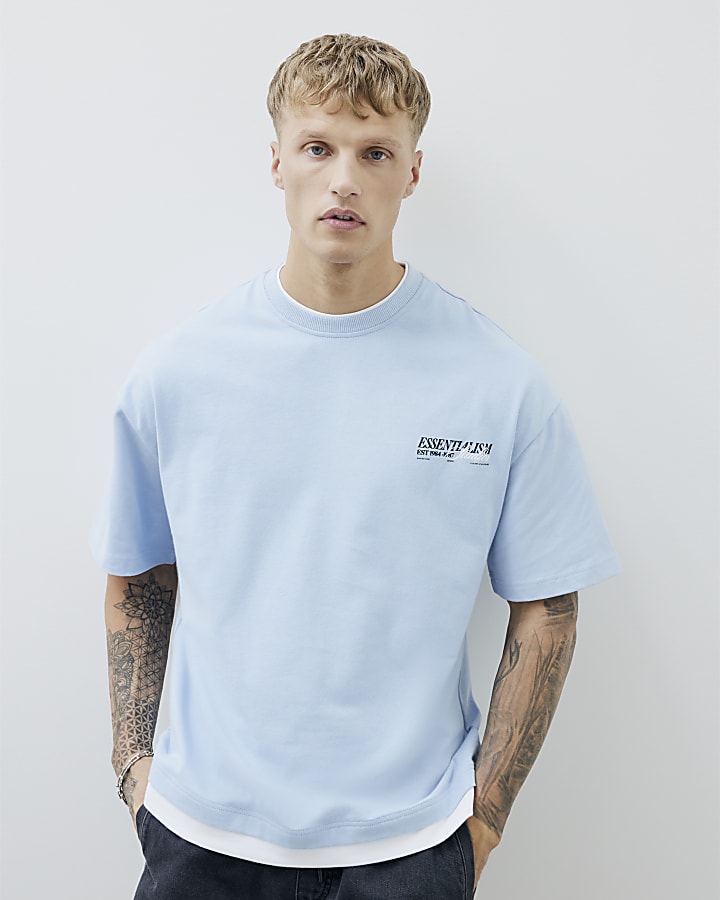 Blue Essentialism Double Layered T-Shirt