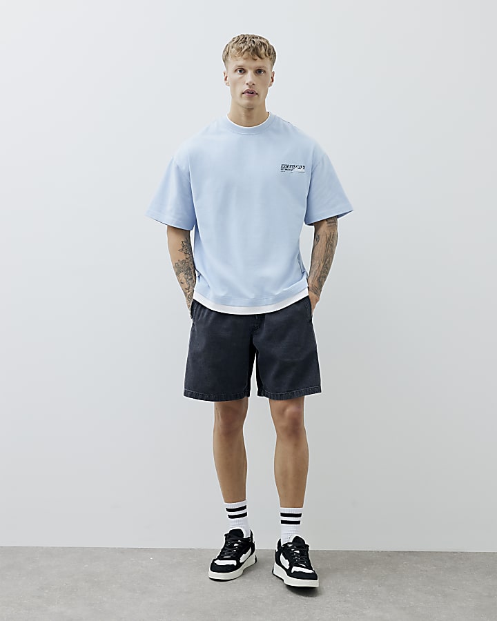 Blue Essentialism Double Layered T-Shirt