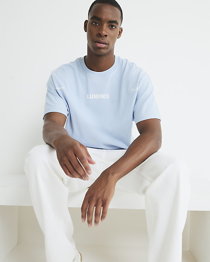 Blue Luminis Wide Text T-Shirt