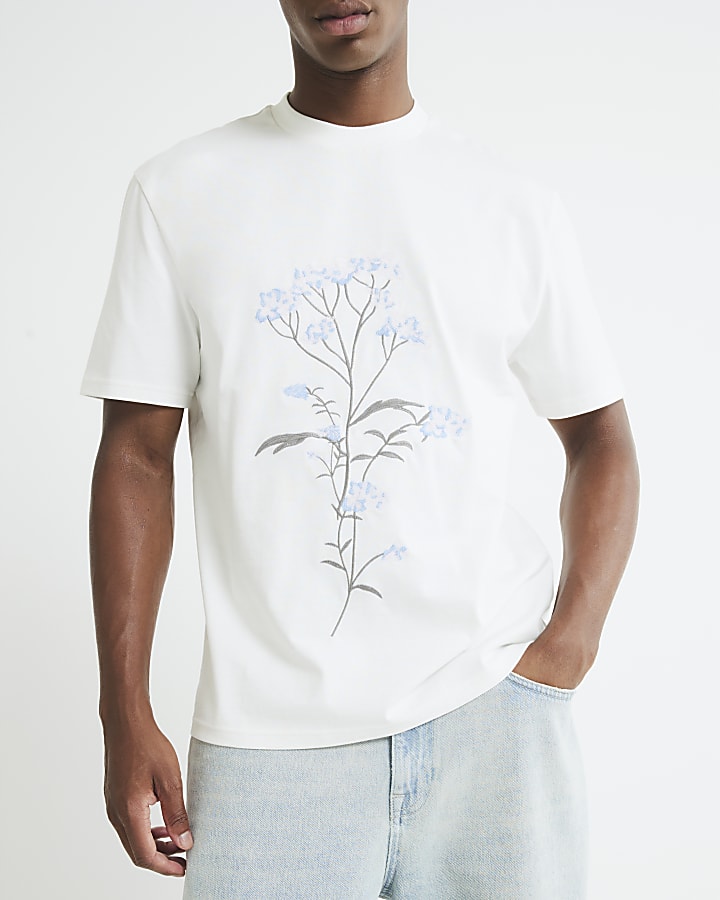 White Regular Fit Florence Floral T-Shirt