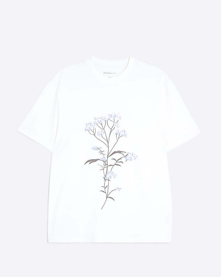 White Regular Fit Florence Floral T-Shirt