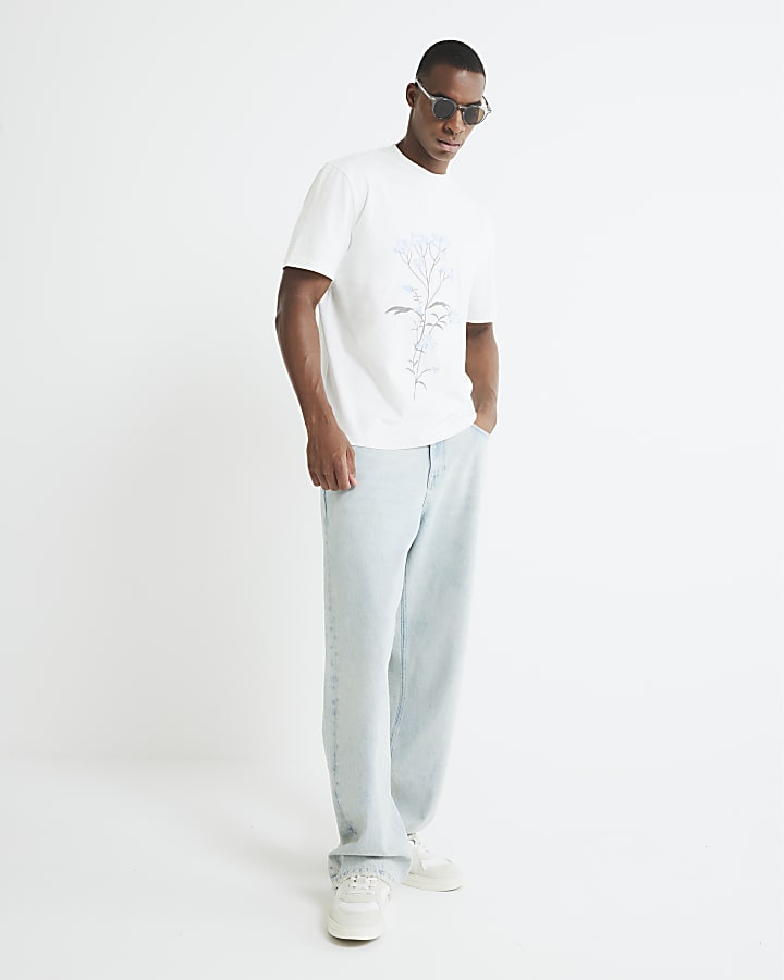 White Regular Fit Florence Floral T-Shirt