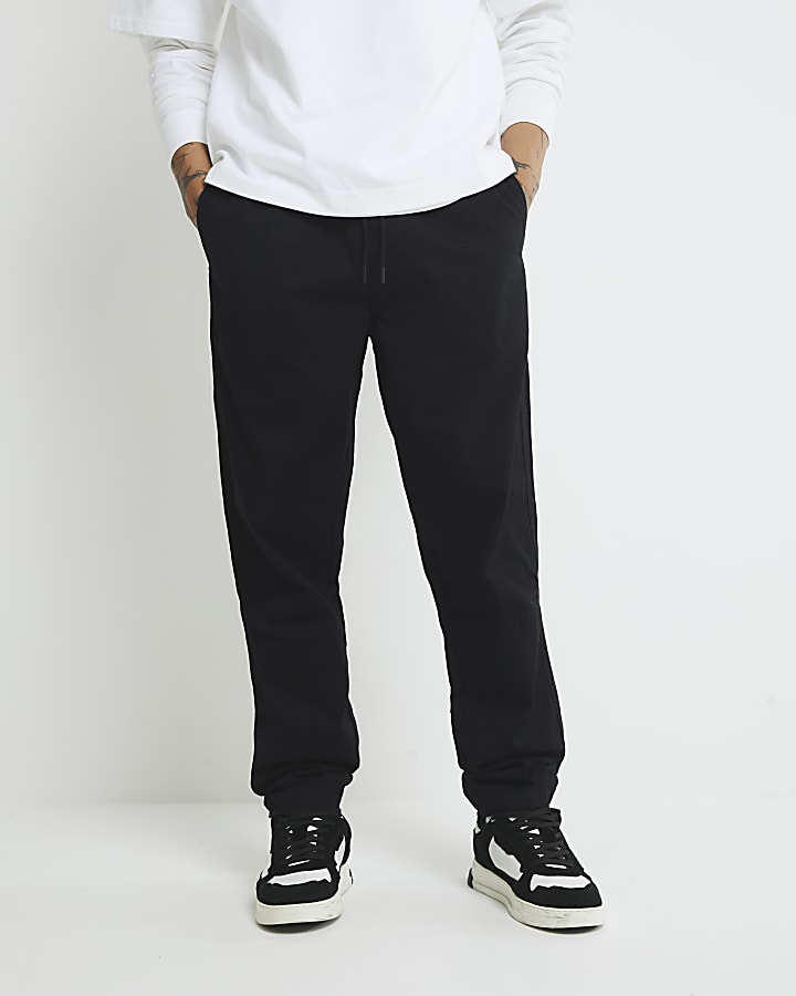 Black Regular Fit Pull On Joggers