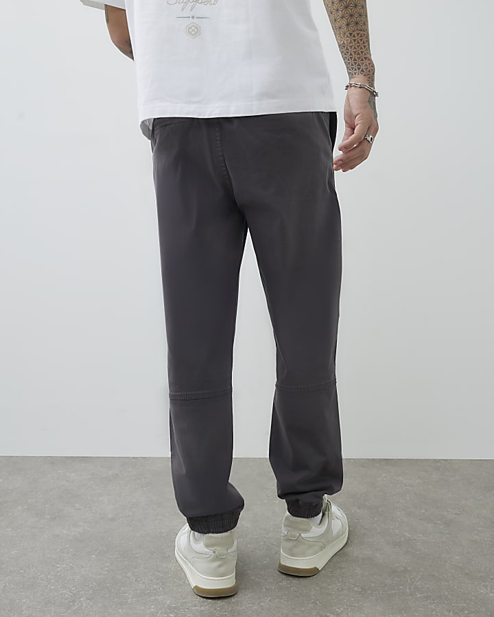 Grey Regular Fit Cuffed Joggers