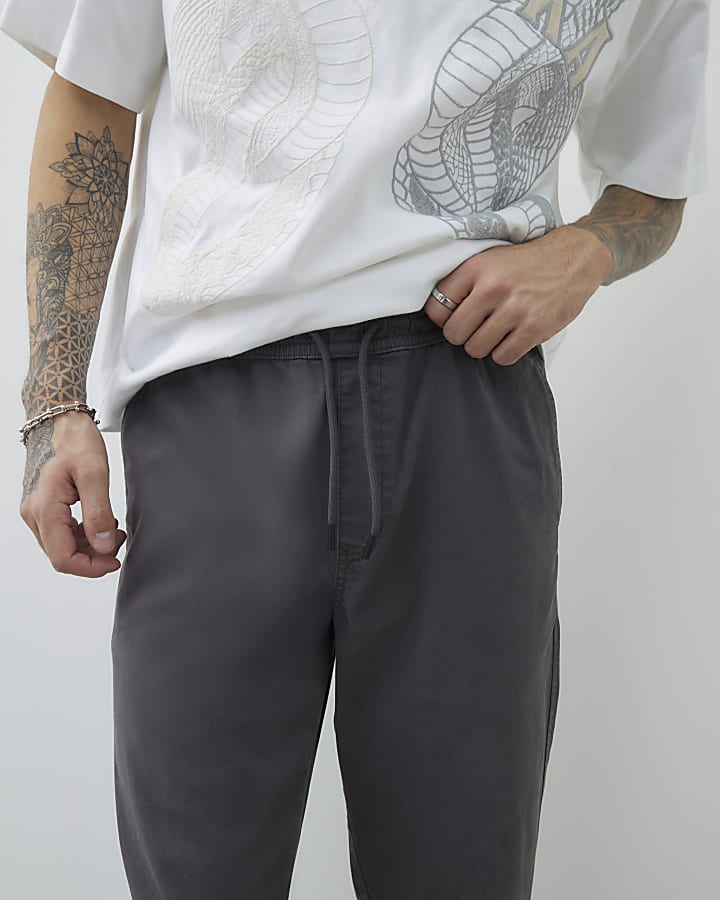 Grey Regular Fit Cuffed Joggers