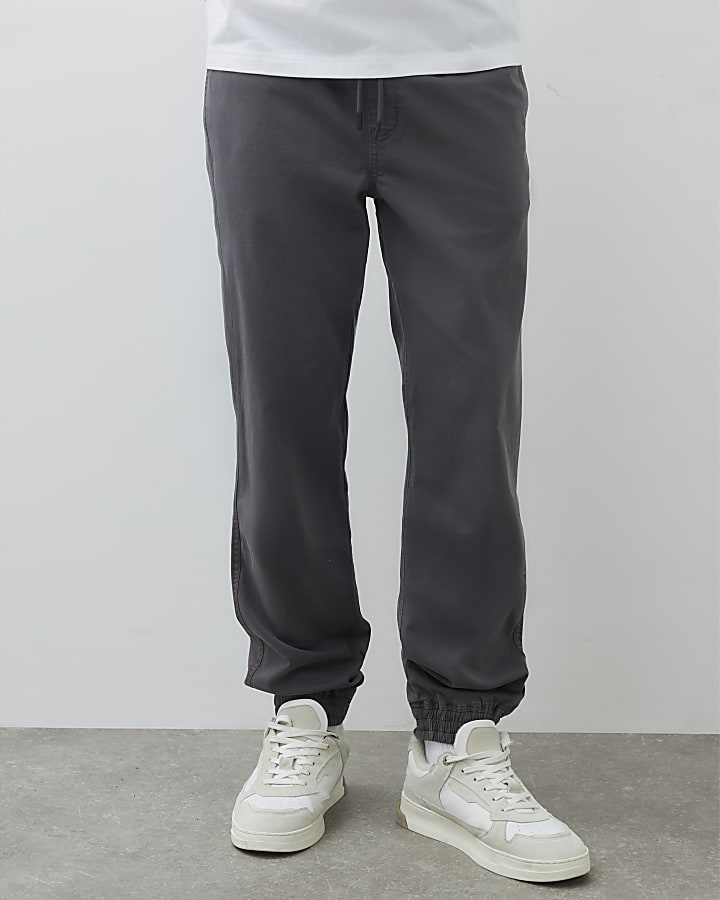 Grey Regular Fit Cuffed Joggers