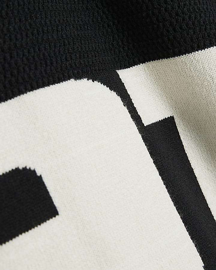 Black Short Sleeve Moto 91 Knitted T-Shirt