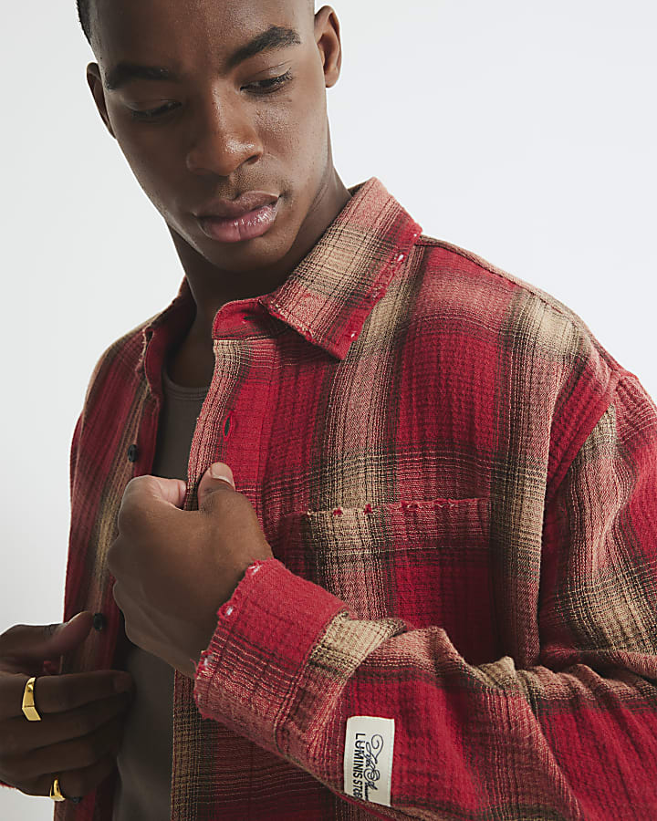 Red Loose Fit Check Shirt