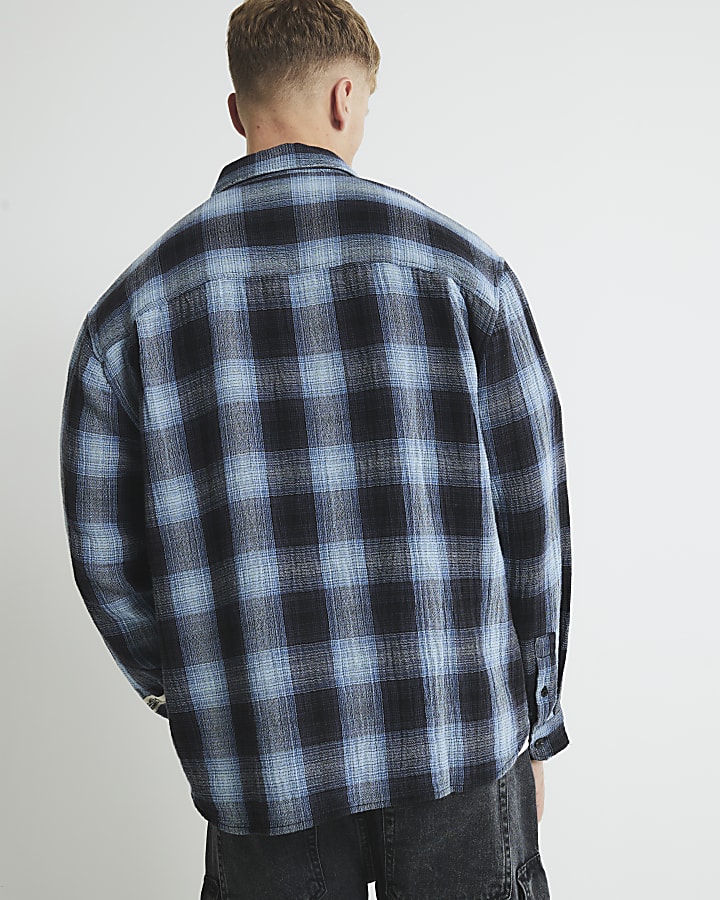 Blue Loose Fit Check Shirt