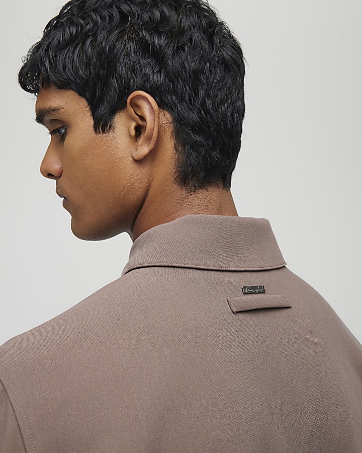 Brown Button Up Pocket Overshirt