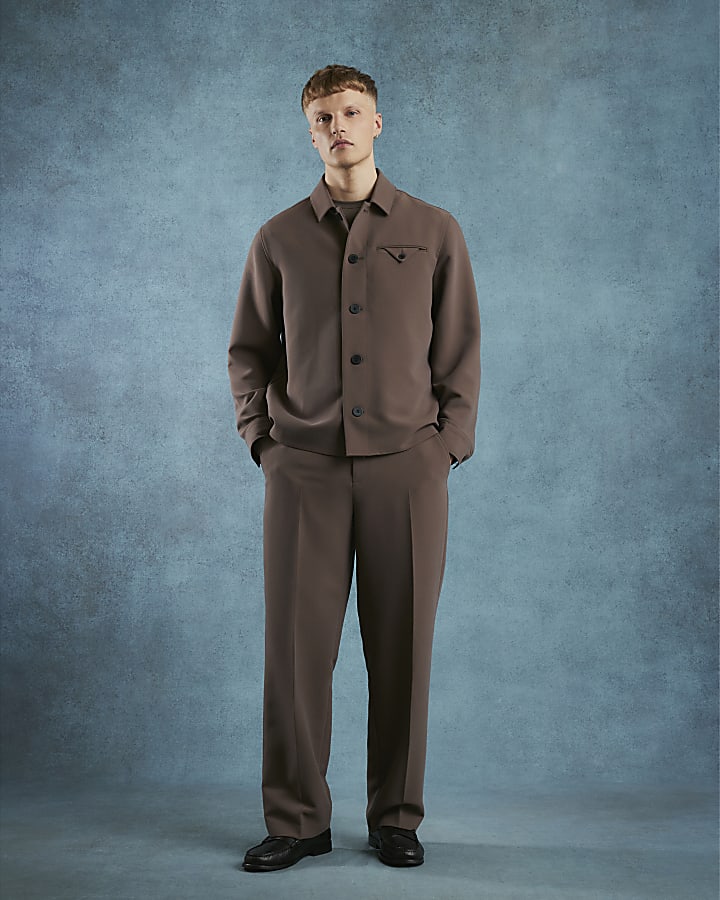 Brown Button Up Pocket Overshirt