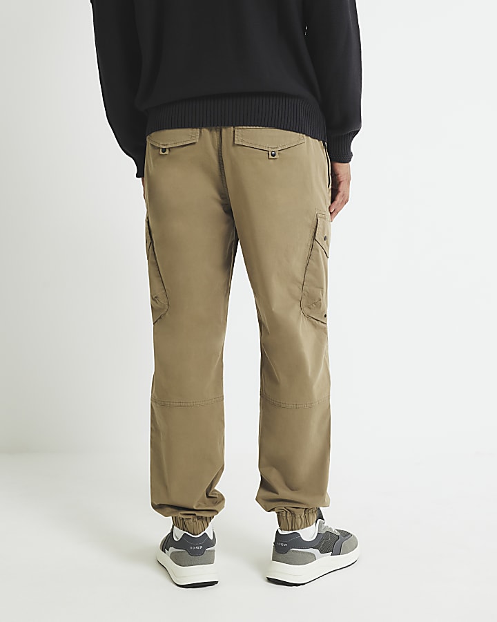 Green Regular Fit Cargo Trousers