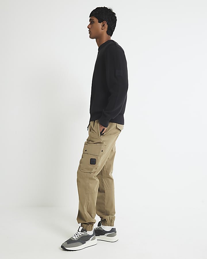 Green Regular Fit Cargo Trousers