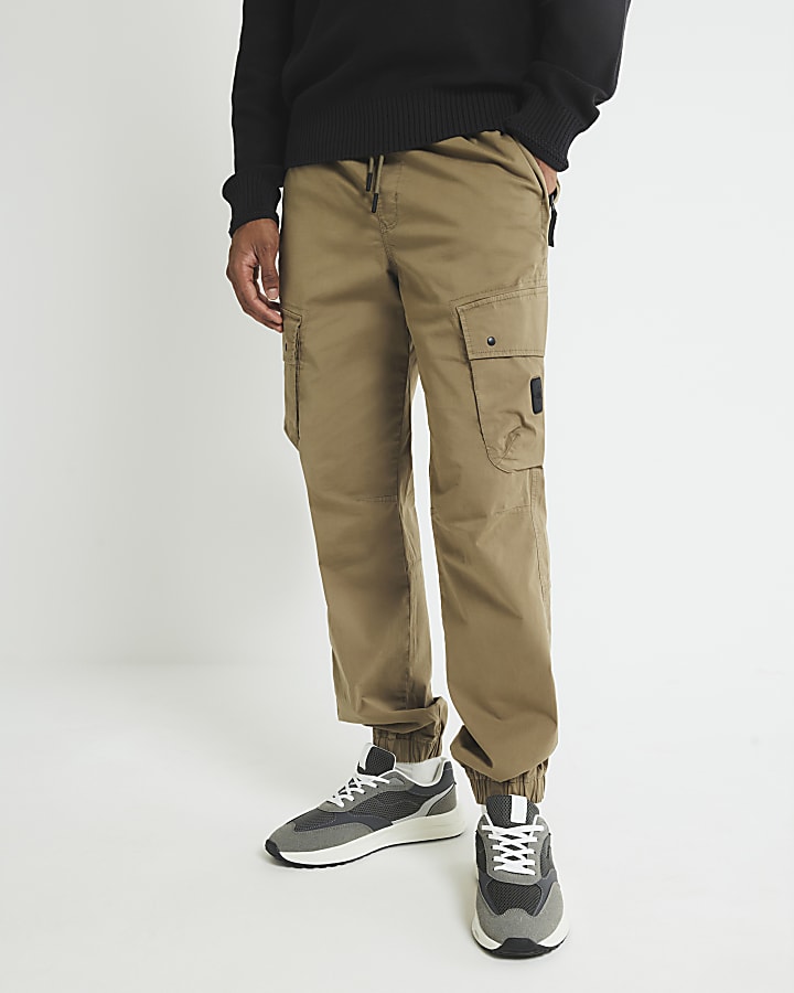 Green Regular Fit Cargo Trousers
