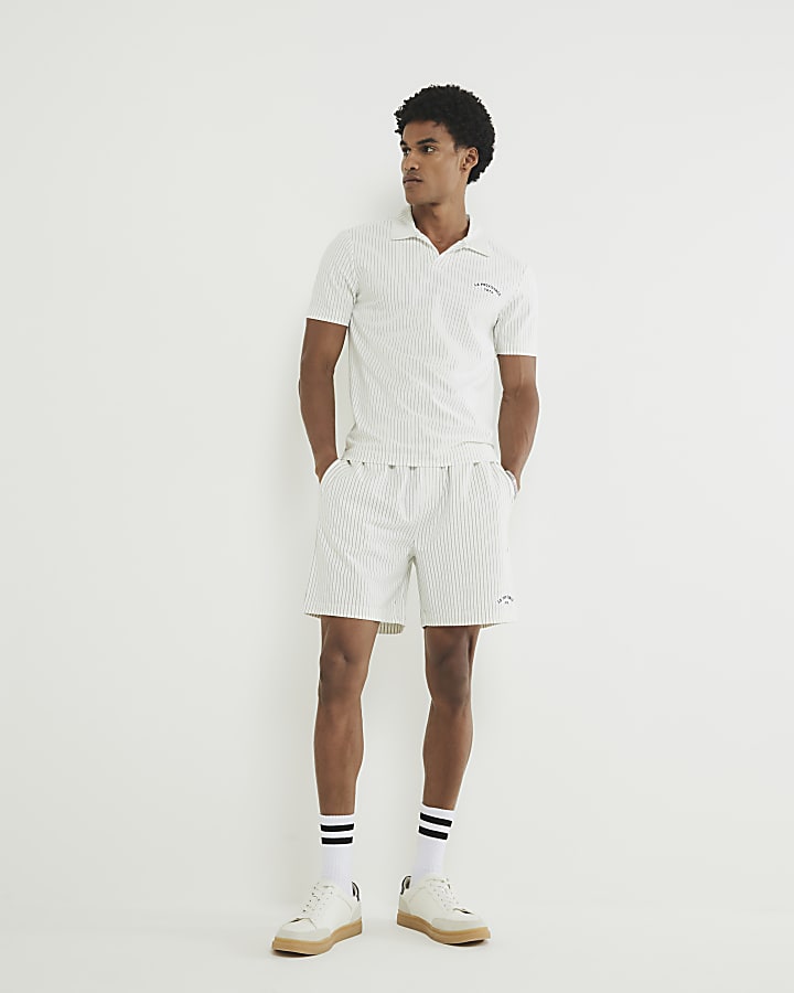 Beige Regular Fit Stripe Shorts