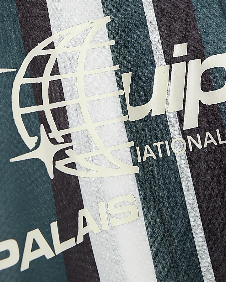 Green Stripe Football Polo Shirt