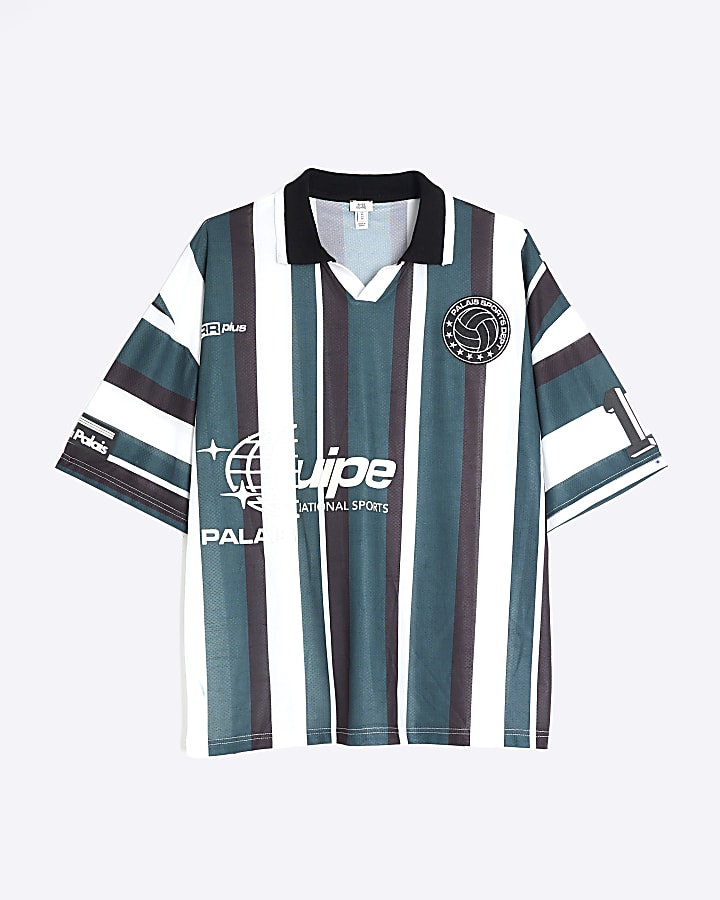 Green Stripe Football Polo Shirt