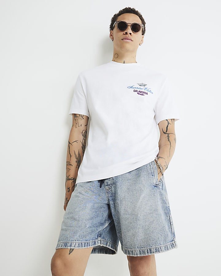 White Regular Fit Sunrise Vistar T-Shirt
