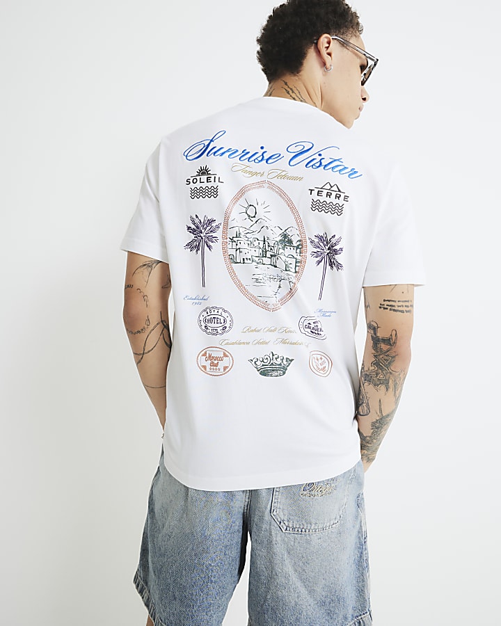 White Regular Fit Sunrise Vistar T-Shirt