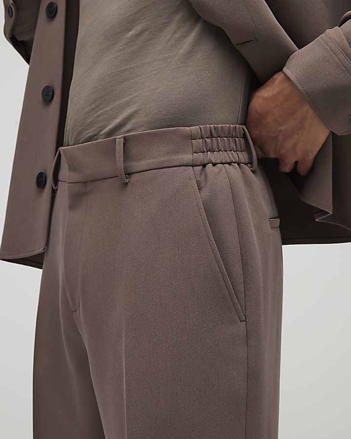 Brown Relaxed Fit Suit Trousers