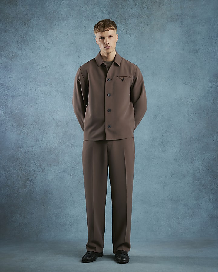 Brown Relaxed Fit Suit Trousers