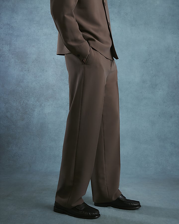 Brown Relaxed Fit Suit Trousers