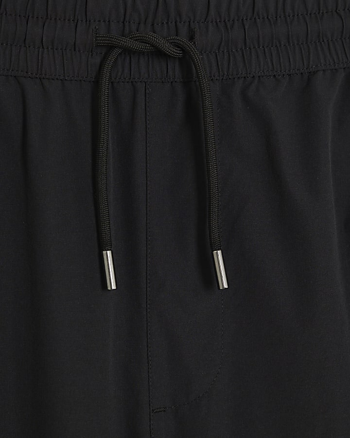 Black Nylon Skinny Fit Cargo Trousers