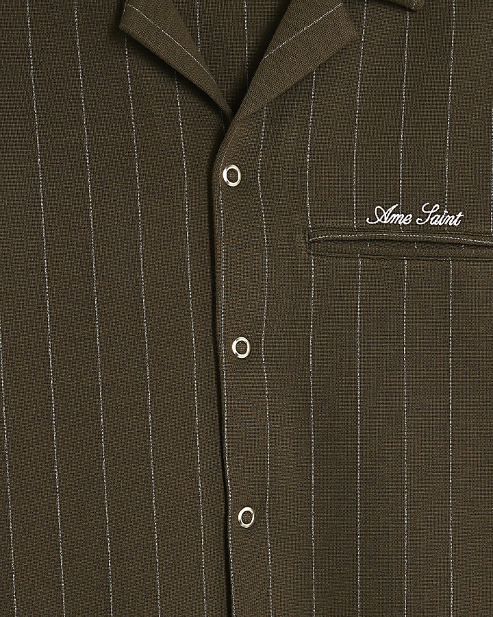 Khaki Regular Fit Pinstripe Shirt