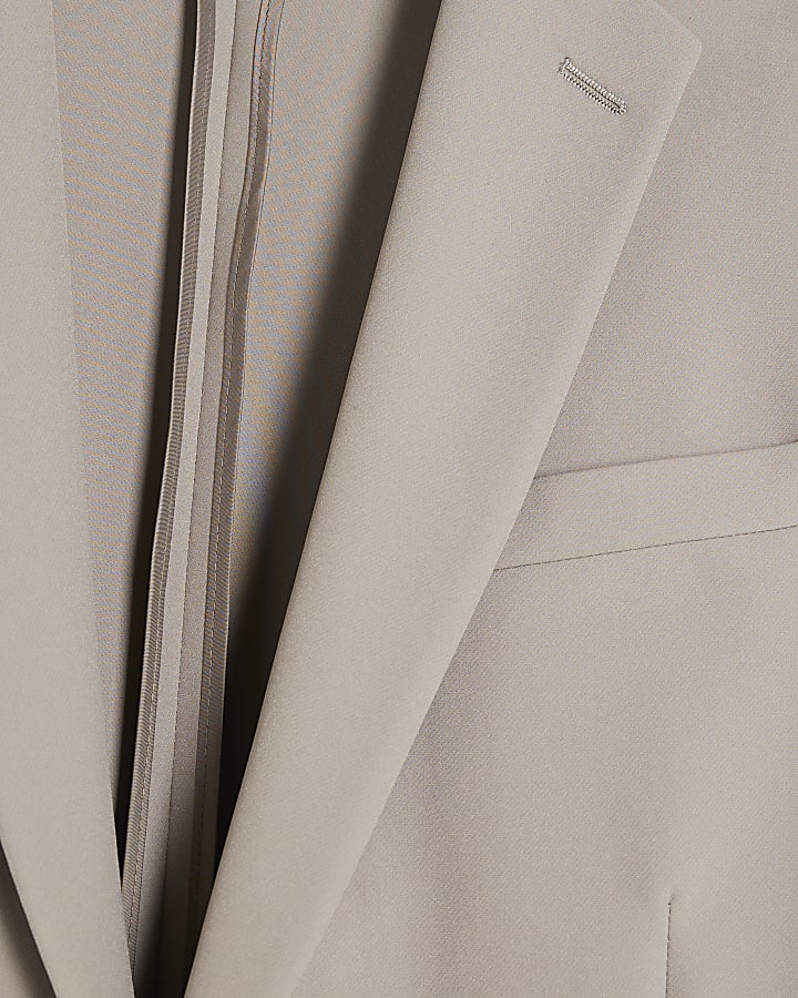 Beige Skinny Fit Suit Jacket