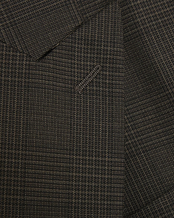 Brown Slim Fit Check Suit Jacket