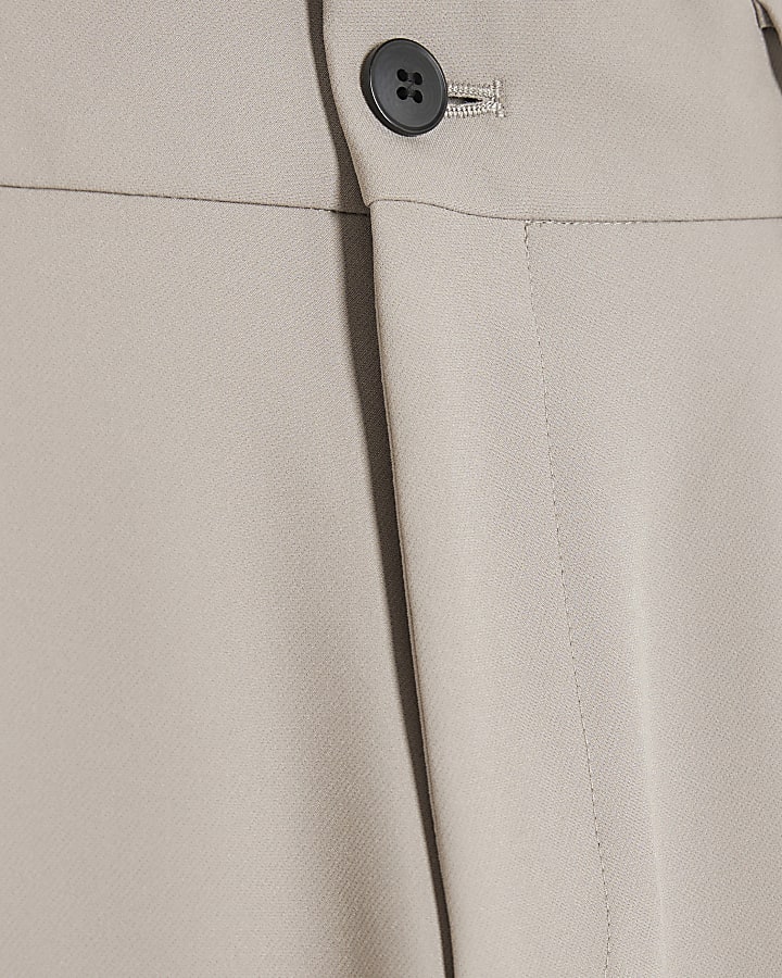 Beige Skinny Fit Suit Trousers