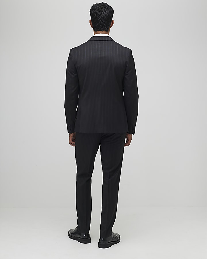 Black Slim Fit Stripe Suit Trousers