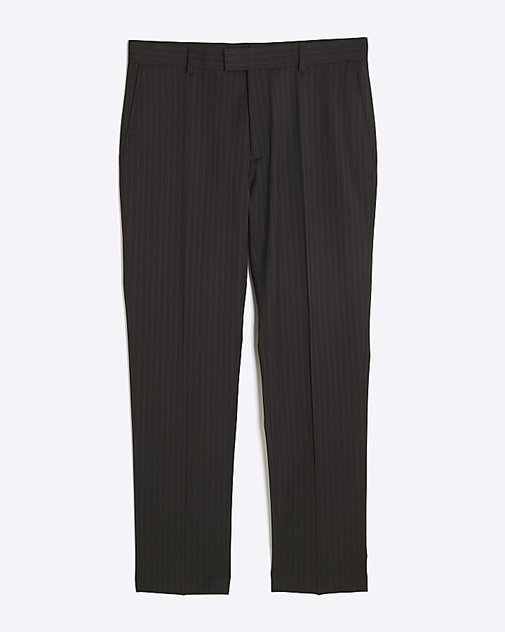 Black Slim Fit Stripe Suit Trousers