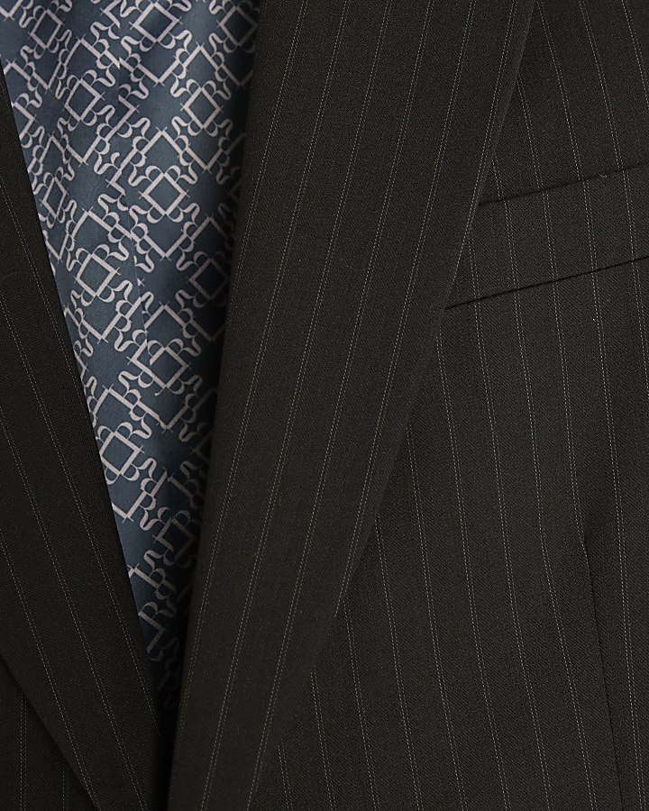 Black Slim Fit Stripe Suit Jacket