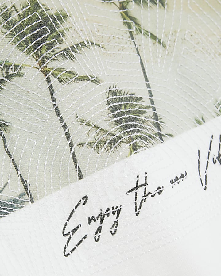 White Palm Tree Embroidered T-Shirt