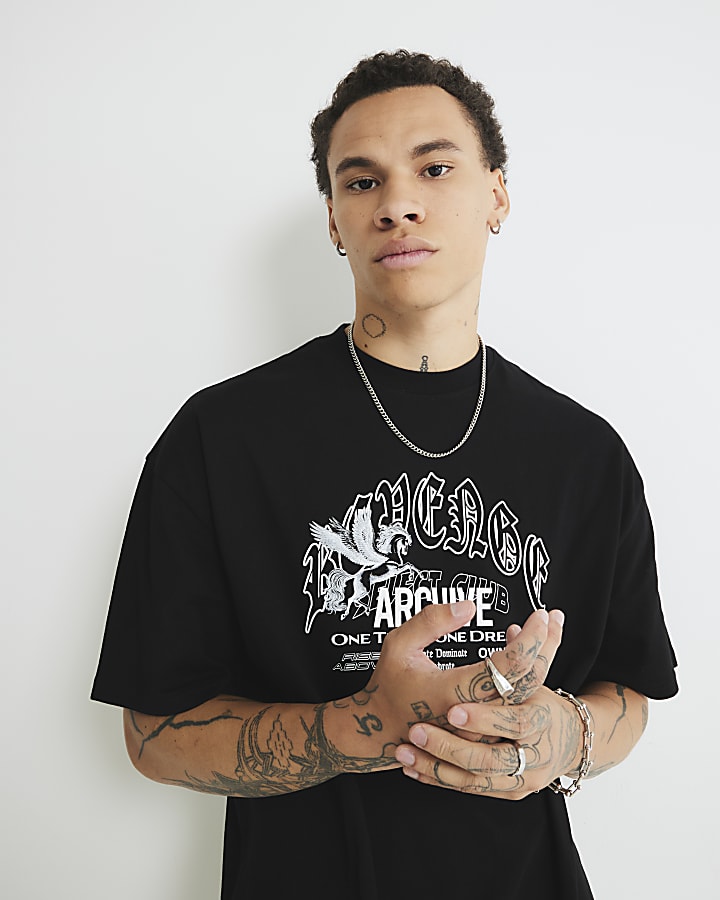 Black Oversized Fit Revenge Script T-Shirt