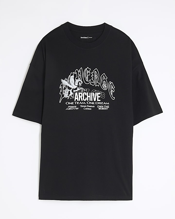 Black Oversized Fit Revenge Script T-Shirt
