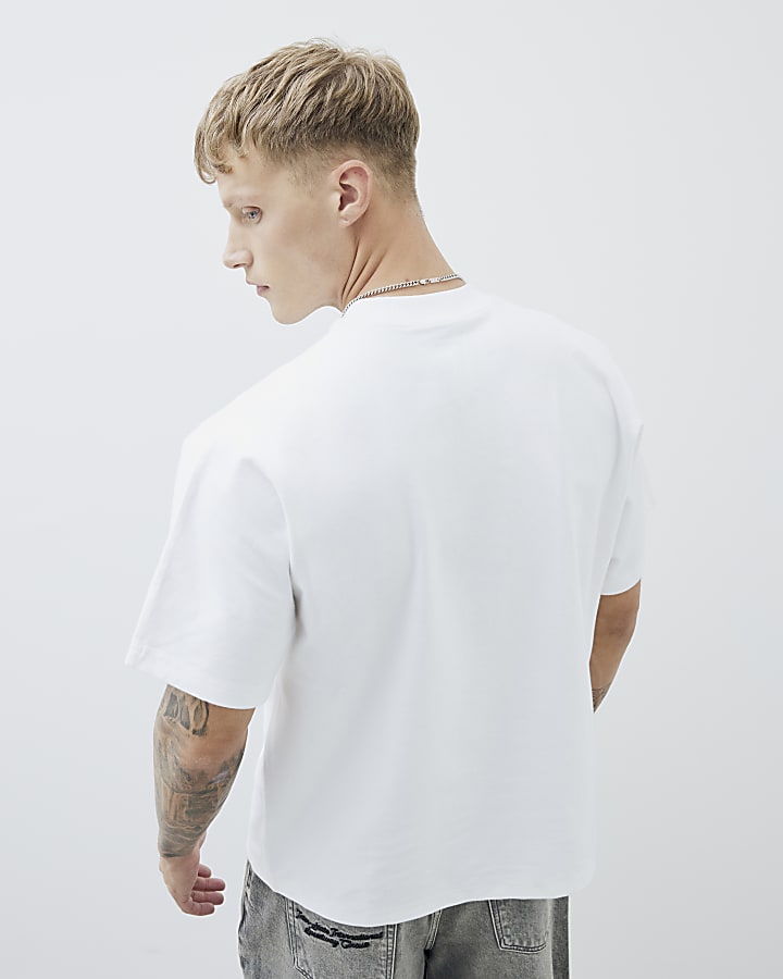 White Oversized Fit Cherub Front T-Shirt